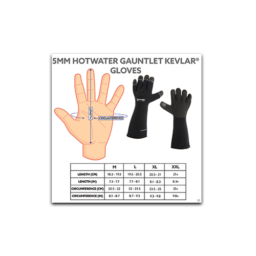 5mm Hotwater Gauntlet Gloves Size Chart